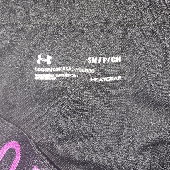 UNDER ARMOUR Purple Black Athletic HEATGEAR Short Size Small - Picture 3 of 3